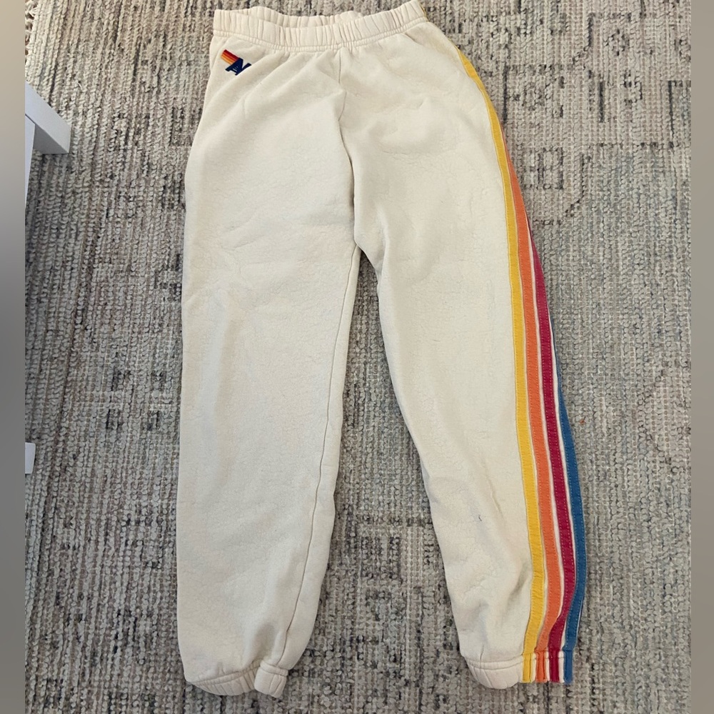 Aviation five striped sweatpants | vintage white